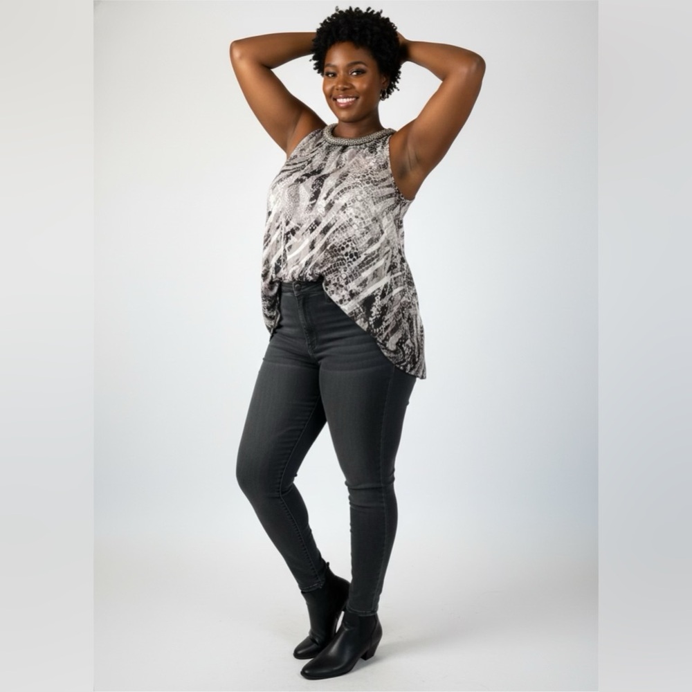 Black and Gray Patterned Tank Top